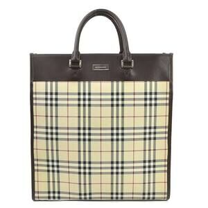 Burberry handbag canvas leather brown beige